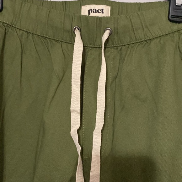 NWT PACT MENS (UNISEX)ORGANIC COTTON ELASTANE BLEND OLIVE GREEN PANTS DRAWSTRING - Picture 3 of 11